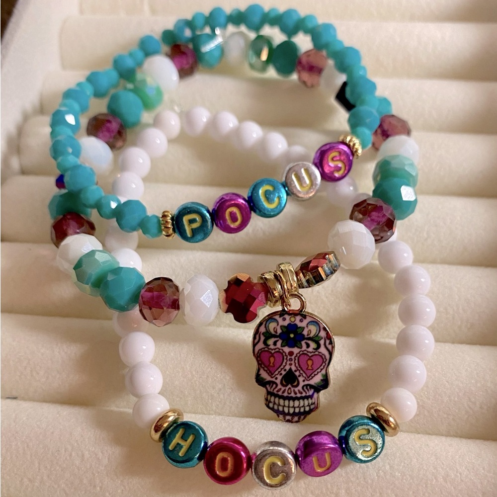 3 bracelet stack Halloween bracelets